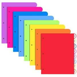 SUNQEBO Dividers for 3 Ring Binder, 8 Tabs 96 Pcs Plastic Binder Dividers with Tabs, 3 Hole Punched Dividers Index Tab Dividers Colored Letter Size for School Office Multicolor