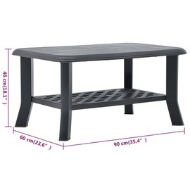 TREATLIFE HOME Elegant Anthracite Coffee Table for Your Outdoor Retreat, Lightweight and Durable, Includes Storage Shelf, 35.4"x23.6"x18.1"