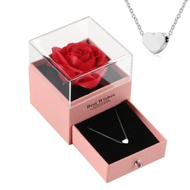 AFSTALR Eternal Rose Infinity Roses with Red Roses Gift Box, Eternal Rose Gifts for Women Wife Girlfriend Enchanted Real Rose Flower for Valentine's Day, Polyester
