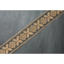 JASDEE Vintage Jacquard Border Trim Ribbon 2" Inch Width Floral Style A1286 - A1286, Per Yard, Black Copper (As Picture)