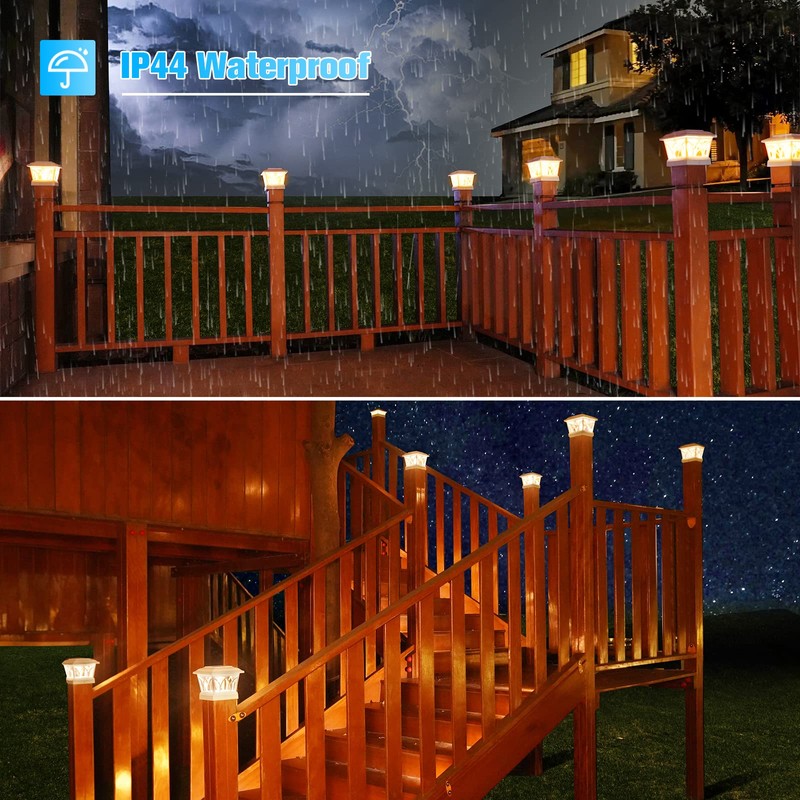VOLISUN Solar Post Cap Lights Outdoor 8Pack, with Edison LED