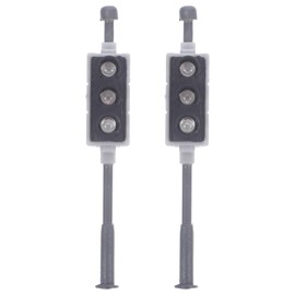 2pcs Street Light Model 3-Light Traffic Light Toys Railway Train Lamp Scenery DIY Traffic Light Railroad Train 1/64 Scale Buildings Diorama Led Metal