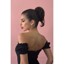 Short ponytail extension hairpiece, short with whisps: Leah champagne blonde #613