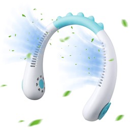COZYEXPR Kids Neck Fan Bladeless Portable Fan for Boys Girls 4-14Y Travel Summer Caming Beach Wearable Creative Leafless,3 Speeds