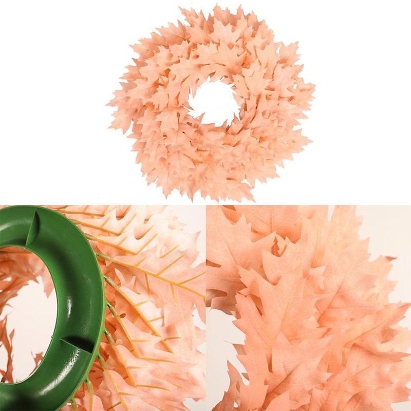 Christmas Door Wreath Artificial Hanging Garland Pink Maple Leaf Wreath