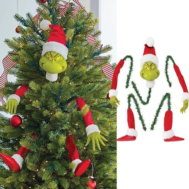 Grinch Arm, Leg, Head Ornament Holders, Christmas Tree Decorations, Set