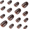 Uñas postizas de lunares, ovaladas, marrones, cortas, almendradas, con pegamento,