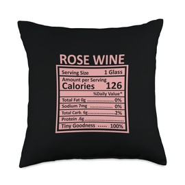 Nutritional Facts Labels Thanksgiving Gifts Store Thanksgiving Christmas Funny Rose Wine Nutrition Facts Throw Pillow, 18x18, Multicolor