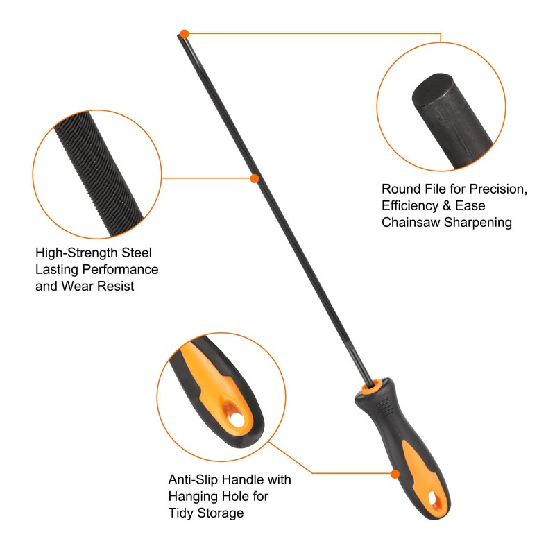 sourcing map Chainsaw File, 4mm (5/32-inch) Round Sharpening Files Tool