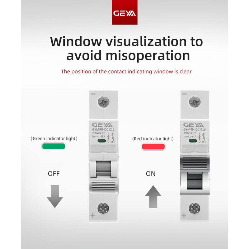 GEYA Mini Circuit Breaker DC,Din Rail 6KA DC MCB (2P