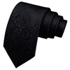 GUSLESON Mens Black Tie Paisley Wedding Solid Silk Necktie Pocket