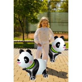 Walking on Wheels Panda Large Mylar Foil Balloons Jungle Safari Wildlife Animals Theme Birthday Party Decorations Kids Gift Baby Shower Decor Supplies Bear