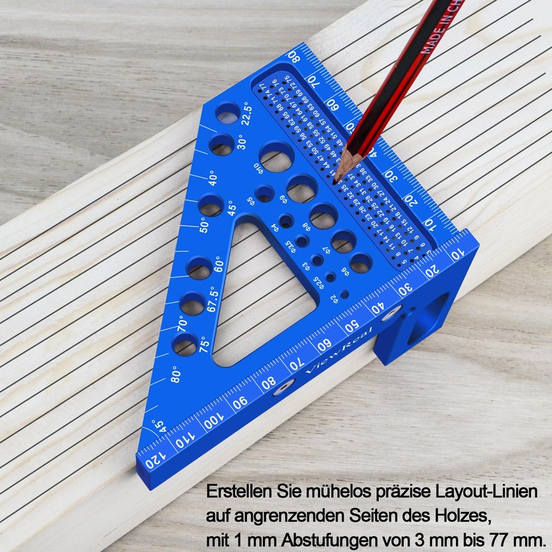 3D Mitre Angle Multifunctional 22.5-90 Angle Measure Aluminium Alloy High