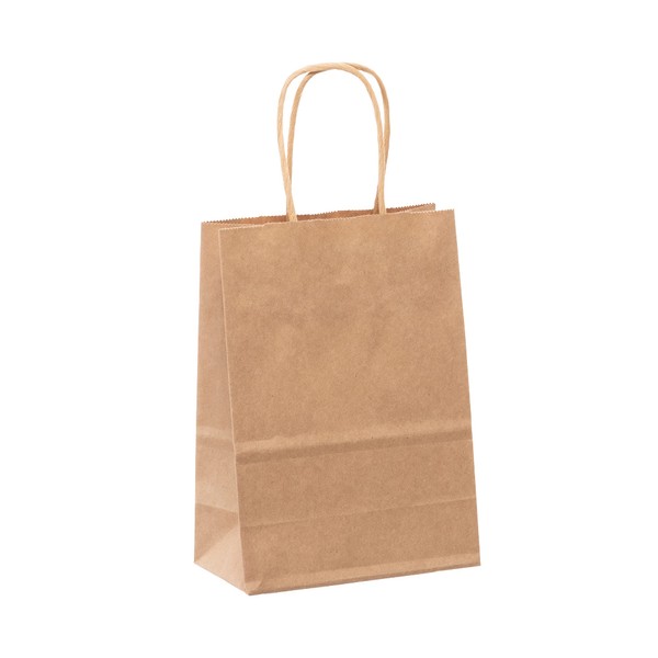 Creative Bag Brown Paper Boutique Bags with Handles for Wedding, Party Favour, Thank You, and More, Kraft-Coloured Gift Bags, Many Sizes! (25, 50, 100, 250 Counts) (50, 5.25” L x 3.5” W x 8” H)
