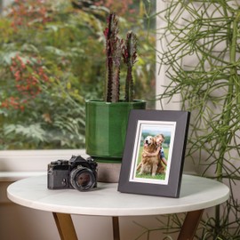 Gallery Solutions - 8"x10" Flat Black Picture Frame - Tabletop or Wall Mount - For 5"x7" Photos with Double White Mat - Versatile-Elegant For Home or Office Décor - Traditional Photo Frame