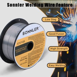 0.035 flux core welding wire, 3 Spools E71T-GS Low Splatter gasless Carbon Steel Mig Welding Wire Compatible With HF Fourney Harbor Welder(3 PACK)