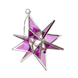 Handcrafted Stained Glass Moravian Star Ornament 3D Fair Trade Christmas Tree Decoration Multidimensional Home Decor Unique Design (Purple, Medium)