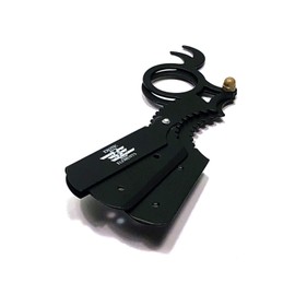 One Finger Straight Edge Barber Shaving Razor Folding Knife in Black Free Blades