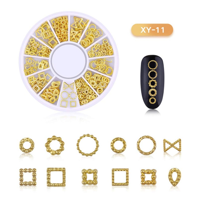 6 Boxes Nail Art Studs - 3D Decorations Alloy Gems