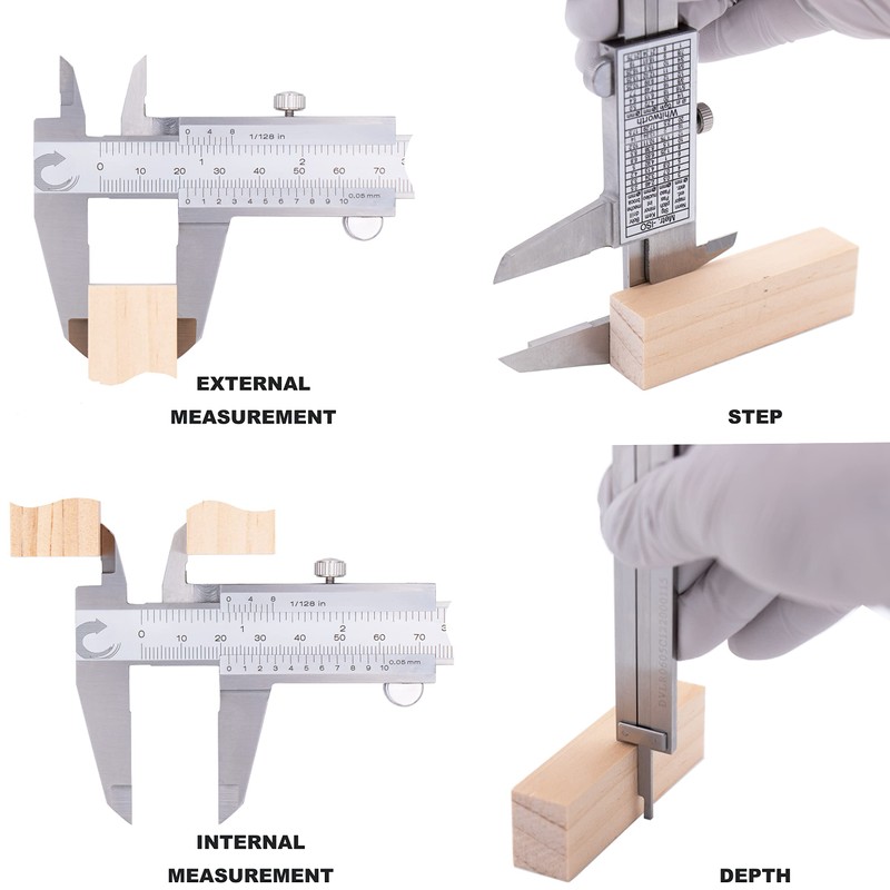 DVLR-0605 - Pinza Vernier de 150 mm (fracción)/métrica, acero inoxidable