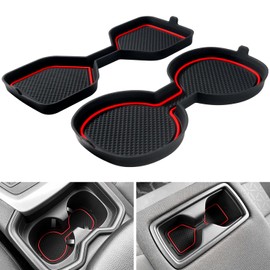 REMOCH 3D Cup Holder Inserts for Toyota RAV4 Accessories 2025 2024 2023 2022 2021 2020 2019 Silicone Cup Coaster Mats Pad Center Console Liner (2Pcs Set, Red Trim)