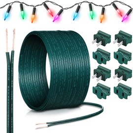 Low Voltage Landscape Wire 18/2 Wire Commercial Landscape Wire 6 Vampire Plugs 18 Gauge Outdoor Electrical Wire for Christmas Lamp Extension Cable Landscape Lighting(Green,100ft,SPT-1)