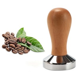 VANANA Coffee Tamper Espresso Press Flat Base Coffee Tamper, Wood Handle Barista Tamper for Coffee Grounds Barista Espresso Machines Accessory (51mm)