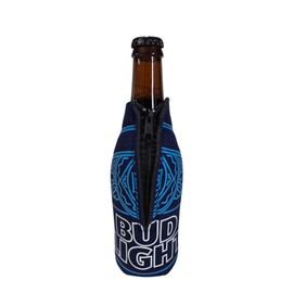 Bud Light Beer Bottle Cooler Sleeve, Navy Blue with Zipper, Set of 2