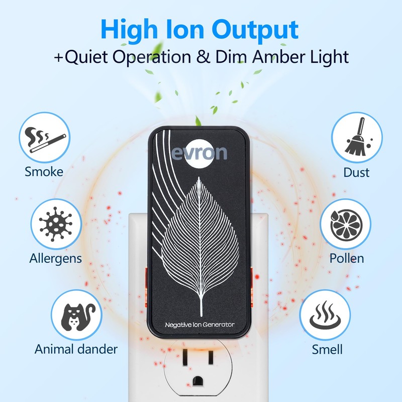 Air Ionizers for Home, Ultra-Thin Filterless Plug-In Negative Ion Generator,