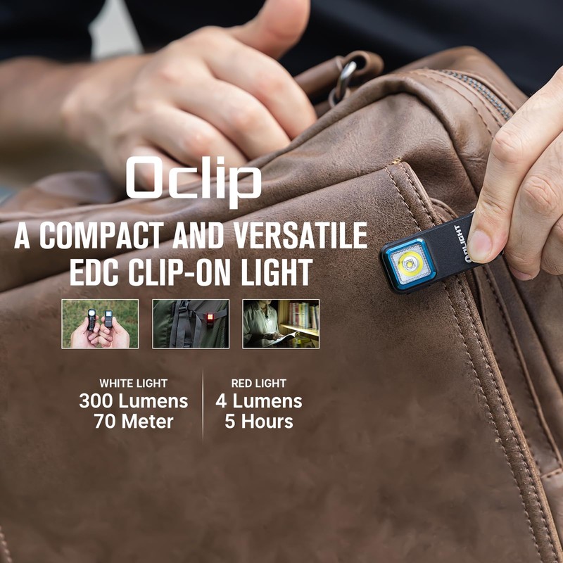 OLIGHT Oclip Rechargeable EDC Flashlight 300 Lumens Dual Sources Compact