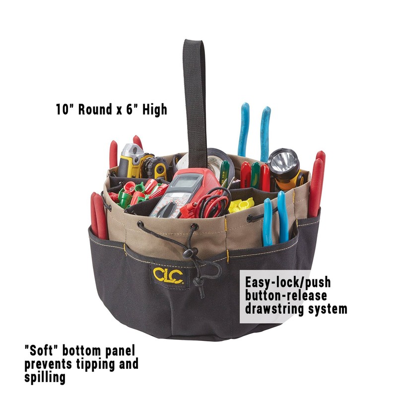 CLC Custom LeatherCraft 1148 Drawstring Bucket Bag, 18 Pocket ,