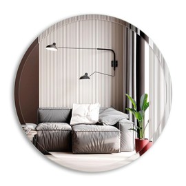 MZON 32 Inch Frameless Round Mirror,Circle Wall Mirror with Beveled Polished Edge for Bathroom, Vanity, Entryways