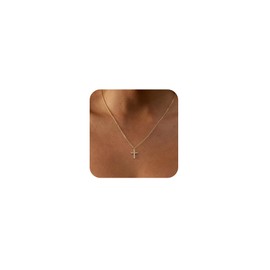 VIROMY Women's Necklace Gold/Silver Pendant Necklace Small and Delicate Gold/Silver Gold-Plated 14K Fashion Cross Pendant Cute Religious Minimalist Gifts, Brass, Cubic Zirconia
