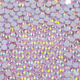 1500 Pieces SS16 4mm Flatback AB Rhinestones Clear Glass Round Gems Crystals for Nail Art DIY Crafts Clothes Shoes Bags （Light Pink）