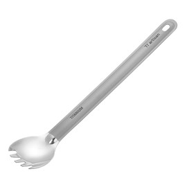 Titanium Spork or Long Handle Spoon Camping Utensils 8.5 in Ultralight 0.53 oz, Compact for Camping and Hiking (Ta8121P)
