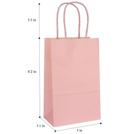 IN-JOOYAA 30 Pcs Small Size Kraft Paper Bags Orange Paper Gift Party Favor Bags with Handle (5 x 3.1 x 8.2 in, Orange)