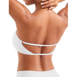 VOYJOY Impact Backless Bandeau Bra Workout Strapless Bandeau Basic Tank Top Adjustable Back, White, X-Large