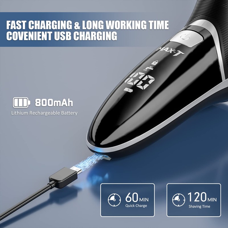 Men's Electric Shaver - MAX-T Corded and Cordless Rechargeable 3D