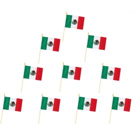 10 Pack Mexico Flags - MX Handheld Flag- 5x8 in, Mexican Mini Flag. Suitable For Party Decorations, Store Displays, Bar Decorations And National Day Parades.