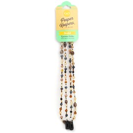 Peeper Keepers Eyeglass Retainer, Sunglass Chain Glass Beads, Brown Marble, 1pk | w/Microfiber Cloth, Screwdriver