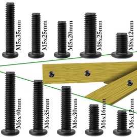 Pack of 25 M8 x 12 mm Flat Head Screws Hexagon Socket Stainless Steel A2 V2A Black M8 Screws Flat Head Full Thread Stainless Steel Screws with Allen Key for Household Appliances Industrial Machines