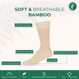 7BIGSTARS KINGDOM Men's Viscose From Bamboo Dress Socks - 4 Pack - Breathable Casual Crew Business Seamless Solid - Sock Size 10-13 Shoe 9-12 L Black