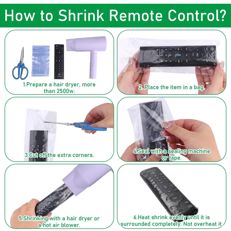 ULELE 100Pcs Remote Control Shrink Wrap Bags,3.1x11"Remote Control Cover Protector
