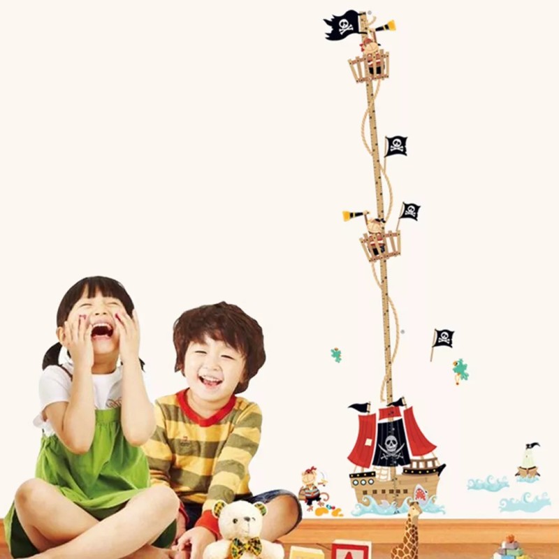 DaraBaby Vinil Decorativo Infantil Con Regla De Medición Barco Pirata