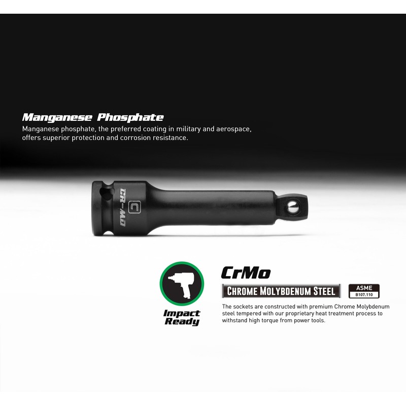 Capri Tools 3/8-Inch Drive Wobble Impact Extension Bar Set, CrMo,