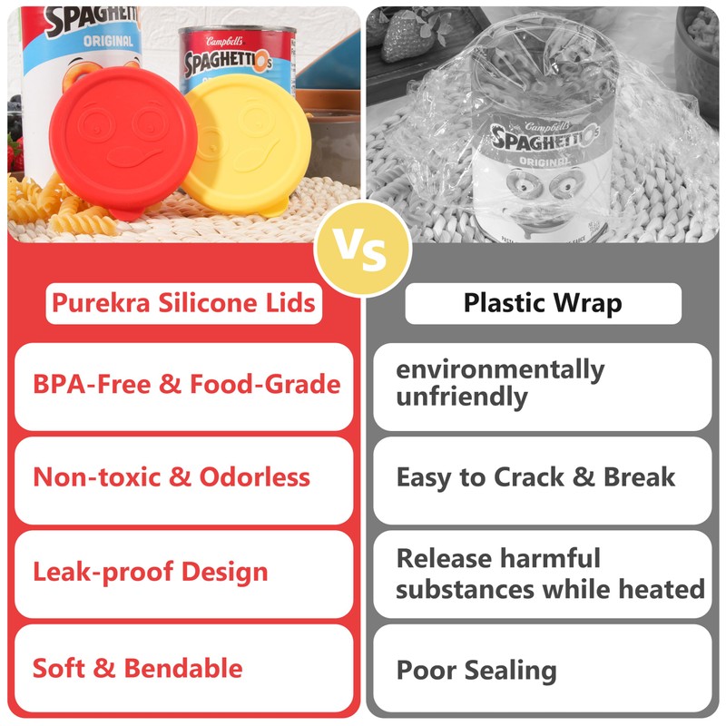 PUREKRA 2PCs 3.2-inch Silicone Lids for SpaghettiOs Canned Pasta 15.6
