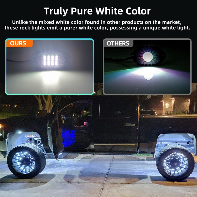 12Pods Segmented RGB LED Rock Lights with APP/RF Remote Control,