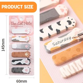 CEJAS 4 Set Haftnotizen, Niedliche Katze Memo Pad, 720 Blätter Sticky Notes Katalog Index Tabs Selbstklebende Registerkarten für Katzenliebhaber Kawaii Schulbedarf Büroartikel