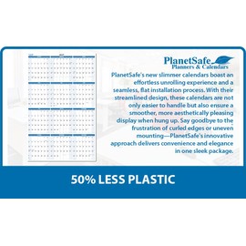 2027 Annual 48" tall X 32" wide 12-Month Vertical Sky Blue Wet & Dry-Erasable Wall Calendar - Yearly Planner - Complete with marker, eraser and marker snap-in holder - BN