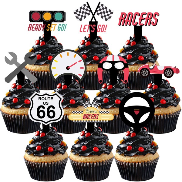 40 PCS Race Car Cupcake Toppers